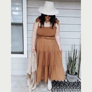 Arula/A Beautiful Soul/Altar'd State Lucille Maxi Dress - Cognac - NWT - 1X